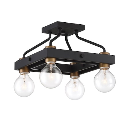 Designers Fountain 11.75in Ravella 4-Light Black Interior Ceiling Light Semi Flush Mount 94211-BK